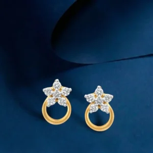 Floral Circlet Gold and Diamond Stud Earrings